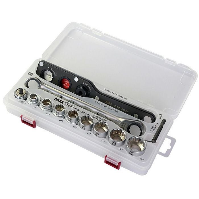 ANEX オフセットアダプター 対辺19mm ソケット+ラチェットレンチセット