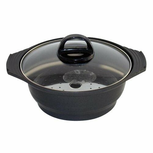 土鍋／蒸し鍋 長谷園 蒸し料理用土鍋 伊賀焼 ヘルシー蒸し鍋 黒 大 AZW-18 土鍋 日本