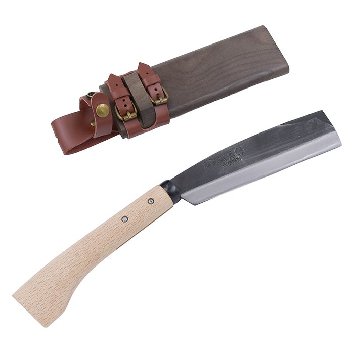 日野浦刃物工房 味方屋作 鞘鉈黒打180mm 片刃刃物の本場三条製
